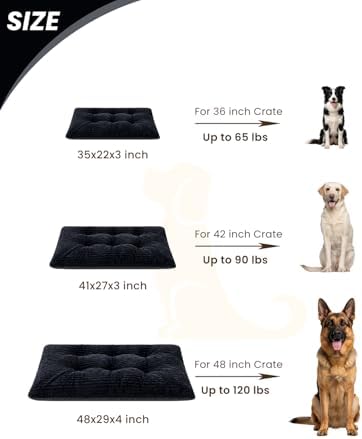 KSIIA Washable Dog Crate Bed Kennel Mat for Large Dogs,41 x 27 Inch, Black