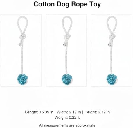 1 Pack Cotton Dog Rope Toy, 15.4 Inch Knotted Tug of War Chew Toy for Medium and Large Dogs