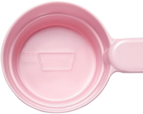 Joyinjojo Dog Cat Food Scoop - Pet Food Scoop Dog Food Measuring Cup 1/2 1/4 Cup, Comfortable Long Handle for Easy to Scoop Food, Soft Pink 1/2 Cup