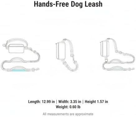 Hands-Free Dog Leash with Shock-Absorbing Bungee, Adjustable Waist Pack for Running and Hiking, Polyester Belt with Storage Pouch