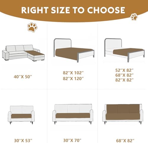 FunFurry Waterproof Dog Blanket, Couch Cover for Dogs Washable, Reversible Dog Bed Cover, Couch Furniture Protector. (Dark&Light Brown, 30 X 53 Inch - 1 Pack)