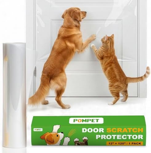 Door Protector from Dog Scratching - 12"X120" Transparent Pet Door Scratch Guard, No Residue Adhesive Dog & Cat Scratch Protector for Doors, Furniture