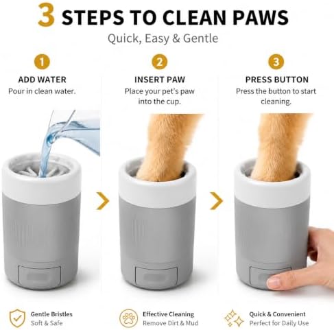 Semi Automatic Dog Paw Cleaner Cup, Portable Pet Foot Washer (Grey)