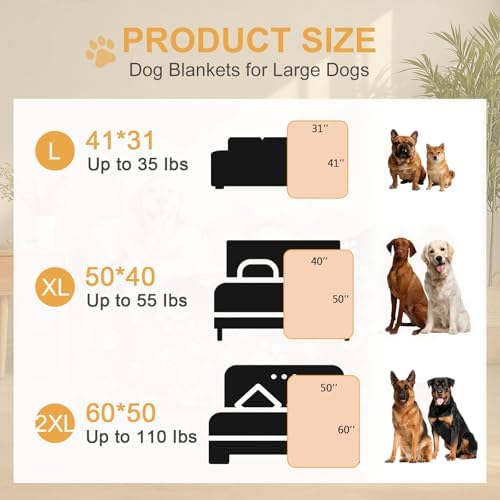 3 Pack Blanket for Large Dogs Soft Reversible Cute Paw 40"x31"