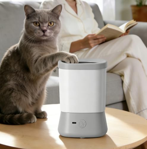 YuEany Electric Dog Paw Cleaner, Rechargeable Automatic Paw Washer with 360° Soft Silicone Bristles, Portable Pet Foot Cleaner for Small Medium Large Dogs Cats (Grey)