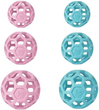 Rubber Roller Dog Toy Treat Hider Hole Stuffer Brain Stimulating Challenge Puzzle Ball (Medium - Blue)