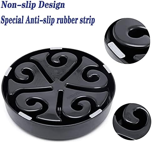 Dog Bowl Slow Pet Feeders Non Skid Bowl Dog Water Bowl Dry Food Bowl Slow Feeder Fun Bowl Slow Eating Bowl for Small Dog Large Dog Medium (Black, L)