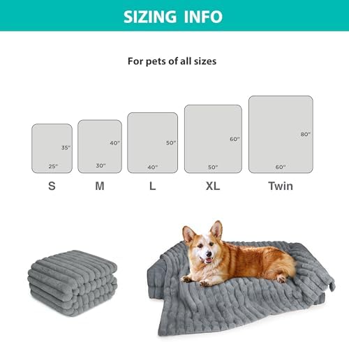 Waterproof Pet Blanket for Large Dogs & Cats - Reversible Calming Plush, Washable Furniture Cover for Couch, Bed, Car Seat, Blocks Leaks, Stains & Pet Fur (Grey, 30"x40")