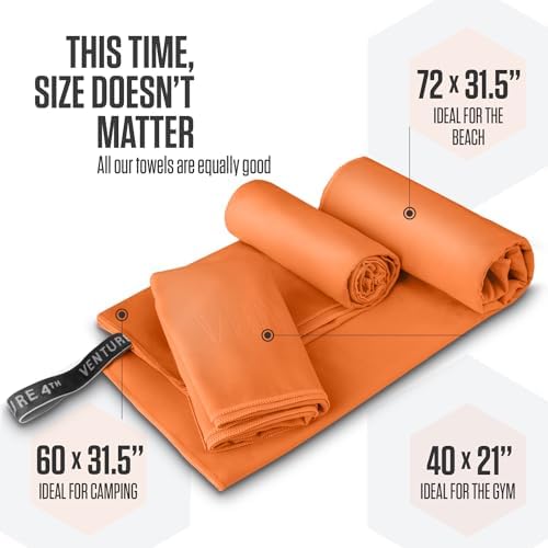 VENTURE 4TH Quick Dry Microfiber Towel for Camping & Gym - Orange XL