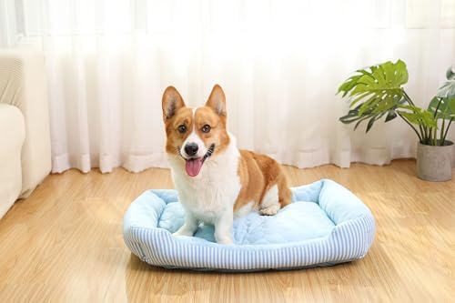 Dog Cooling Bed Summer Sleeping Cool Ice Silk Bed for Small, Medium, Large Dogs & Cats Breathable Washable Pet Beds with Non-Slip Bottom Blue (Pink, X-Large)