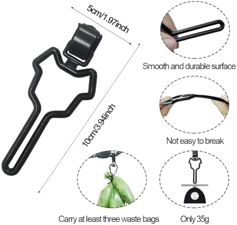 10 Pcs Dog Poop Bag Holder, Waste Bag Holder, Dog Poop Bag Carrier, Hand Free Holder (Black)