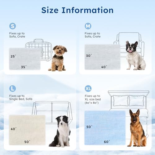 ZOMISIA Cooling Blanket for Extra Large Dogs - Washable Dog Cooling Mat for Hot Weather, Travel Soft Pet Summer Essentials, Grey, 50"x60"