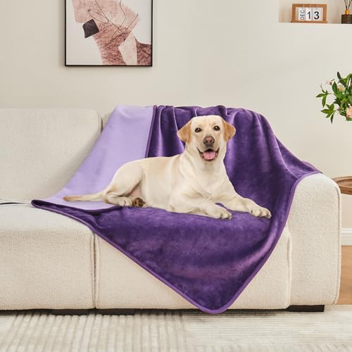 Waterproof Blanket Bed Cover 60"x80" for Adults or Pets, Dark Purple