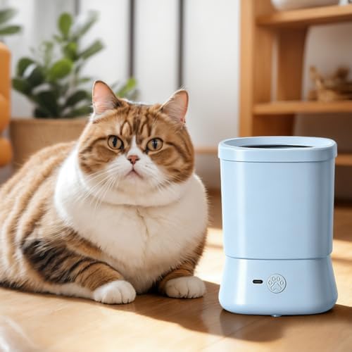 YuEany Electric Dog Paw Cleaner, Rechargeable Automatic Paw Washer with 360° Soft Silicone Bristles, Portable Pet Foot Cleaner for Small Medium Large Dogs Cats (Blue)