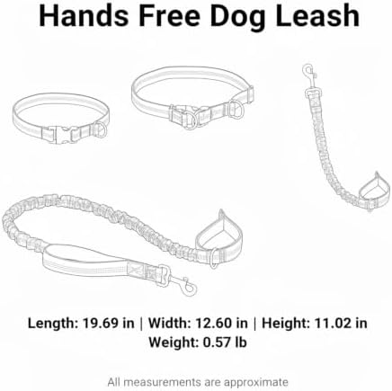 1 Pack Hands Free Dog Leash, Adjustable Nylon Waist Belt with Shock-Absorbing Bungee and Reflective Strips for Running and Hiking