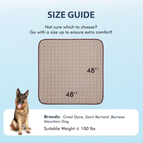 MICROCOSMOS Summer Cooling Mat & Sleeping Pad- Water Absorption Top, Materials Safe, Easy Carry, EZ Clean. Keep Cooling for Pets, Kids and Adults.(Brown, 48" x48")