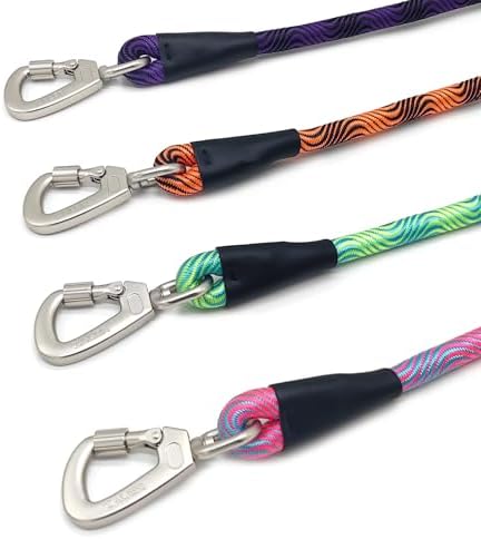 ZALER Short Dog Leash, 18 Inches Rope Traffic Leashes for Dogs, Reflective Dog Lead with O-Ring, Heavy Duty Pet Leash for Large and Medium Dogs (18'' Blue Pink)