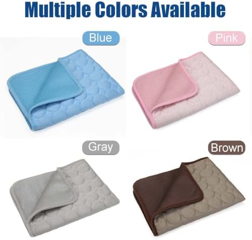Dog Cooling Mat, Foldable & Washable Portable Pet Coolings Pad for Dogs & Cats Sleeping Mat for Home & Outdoor, Soft Ice Silk Pet Self-Chill Pad, Portable Dog Cool BedďźPinkďźM