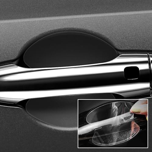 4 PCS Clear Car Door Handle Scratch Protector, Anti-Scratch Handle Cup Sticker Self Adhesive Protective Film, Waterproof Invisible Door Handles Guards for Car Truck SUV