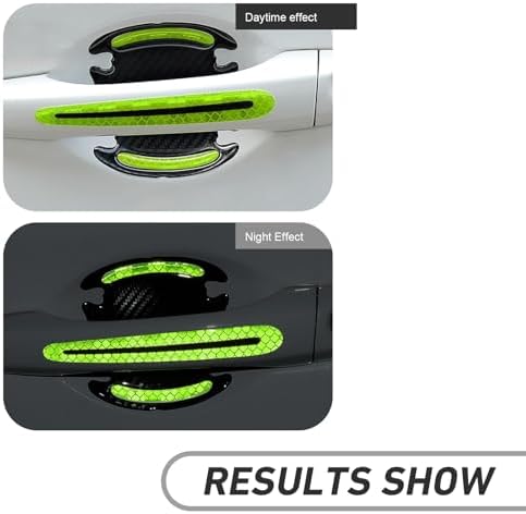 WZP 8PCS Car Door Handle Scratch Protectors, 3D Safety Reflective Strips