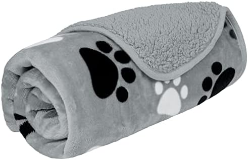 PetAmi Waterproof Dog Blanket Puppy Cat Small Couch Cover, 24x32 Paw Grey