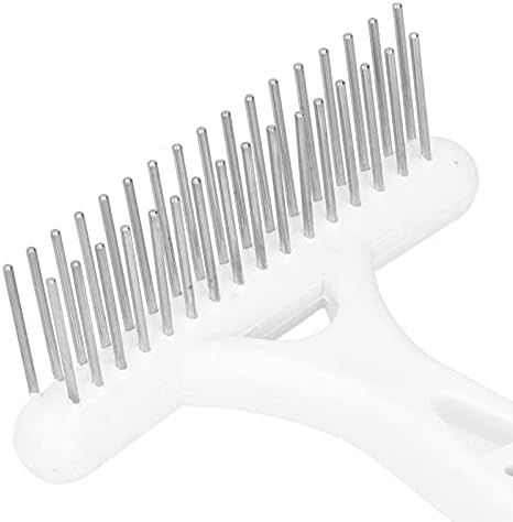 Emoshayoga Pet Double Row Rake, Gentle and Safe Dog Undercoat Rake Removing Dead Hair Non‑Slip Handle with Double‑Row Comb Teeth for Thick Long Hair