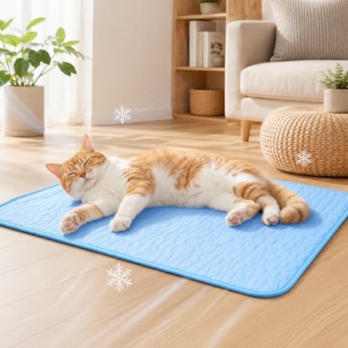 Dog Cooling Mat Upgraded Self-Cooling Pet Pad,Ice Silk Arc-Chill Cooling Mat for Dogs & Cats, Washable Portable Foldable,Q-Max>0.4 for Indoor Outdoor Car Seats,Blue,28x22 in (Pink, 28*22 in)