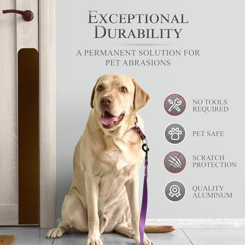 Deck the Door Decor Dog Scratch Door Protection Plate - Elegant Anodized Aluminum for All Door Types. Pet-Safe with Polished Edges and Rounded Corners. 3M Adhesive Mount - Oil Rubbed Bronze 4x30in