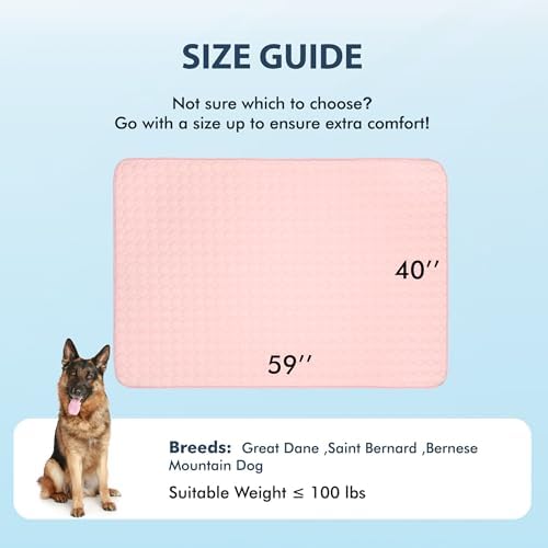 MICROCOSMOS Summer Cooling Mat & Sleeping Pad- Water Absorption Top, EZ Clean, Easy Carry, Materials Safe. Keep Cooling for Pets, Kids and Adults.(Pink, 59" x 40")
