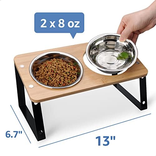 AYADA Elevated Cat Bowls Height Adjustable with Stand (Stainless Steel)