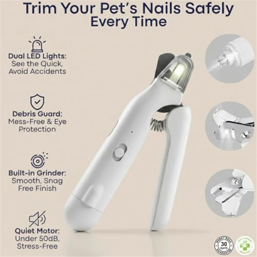 2-in-1 Rechargable Pet Nail Clipper Grinder (White)