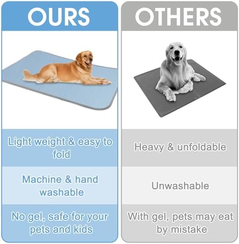Buvlnee Summer Dog Cooling Mat, Washable Ice Silk Self Cool Pad for Small Medium Large Dogs and Cats, 24x18in Pet Sleeping Pad for Crate, Bed, Indoor & Outdoor Floor, Car Seats