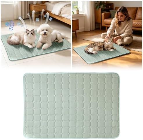 Dog Cooling Mat 2.0, Washable and Portable Pad Self Folding Pad for Dog & Cat, Indoor & Outdoor Summer Cooling Mat for All Pets, Keep Dogs and Cats Cool and Comfortable (Green, Medium)