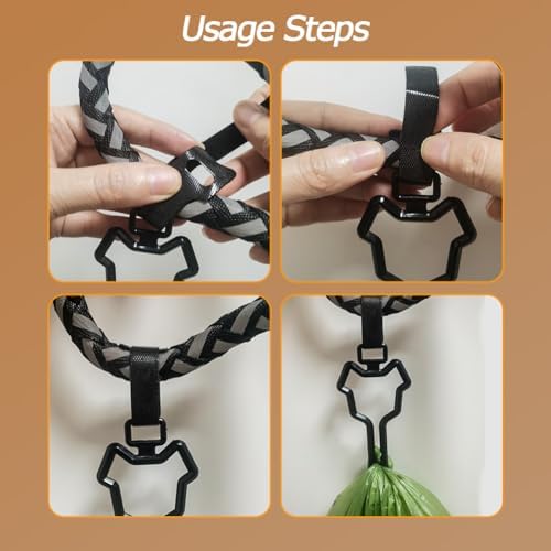 Dog Poop Bag Carrier, Hand Free Waste Bag Holder (6 pack, Grey)