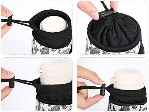 Nuovoware Water Bottle Carrier Bag, 25oz/32oz Bottle Pouch Holder, Adjustable Shoulder Hand Strap 2 Pocket Sling Neoprene Sleeve Sports Water Bottle Accessories for Gym Hiking Travel, Hibiscus White