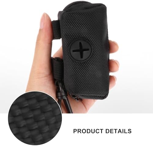 Portable Pet Waste Bag Dispenser Waist Pack, Oxford Cloth Outdoor Dog Poop Bag Holder with Storage Pocket, Black, Hands-free for Walking and Travel