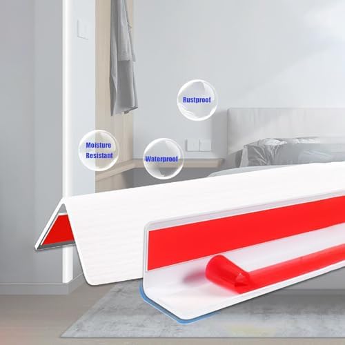 Wall Corner Protector White Wood Grain - 4 PCS, 3 ft x 1 in - Self Adhesive Corner Guards for Walls, Cabinet Doors, Edge Protector Trim; Easy to Install Wall Corner Guard (90cm x 2.5cm)