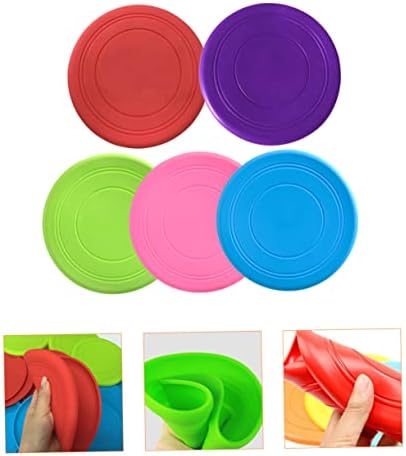 COLLBATH 5pcs Flying Disc Dog Chew Toys Interactive Pet Training Discs for Puppies Soft Floating Design Bright Colors for Safe Fun for Outdoor Fetch and Exercise