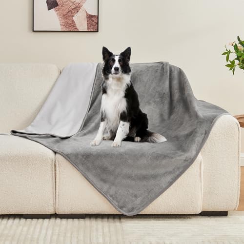 Waterproof Blanket Bed Cover 60"x80" for Adults or Pets, Grey