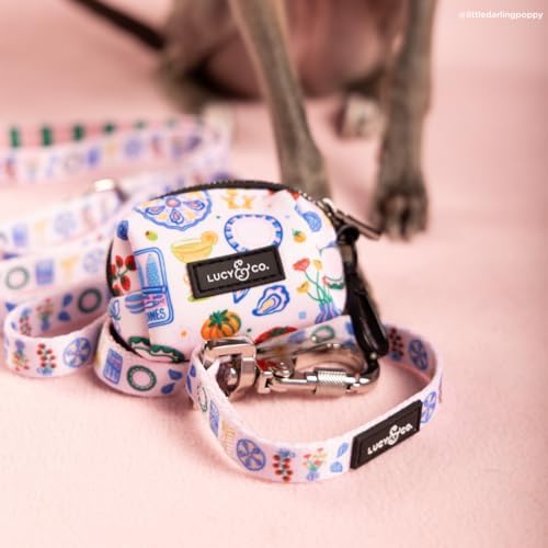 Lucy & Co. Dolce Vita Dog Poop Bag Holder and Dispenser, Clips to Leash, Water-Repellent Neoprene, Includes Refill Roll