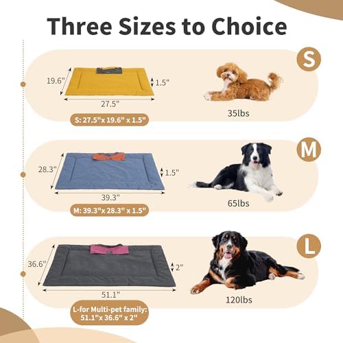 Outdoor Foldable Dog Mat Durable Teflon-Coated Oxford Material Waterproof Thin Dog pad Travel-Friendly Machine Washable Design for Camping/Car (Khaki, Large (51.2 * 36.6 * 2 in))
