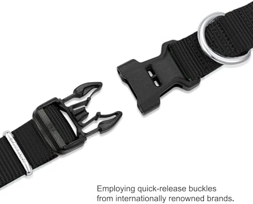 Mikivery Nylon Dog Collar with Quick Release Buckle Soft Adjustable Sturdy for Small Medium Large Dogs Black,L