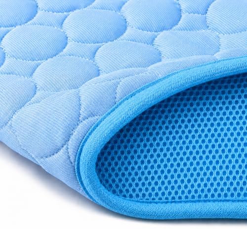 Doggykingdom Cooling Mat for Dogs – Ice Silk Self-Cooling Pet Pad for Dogs & Cats, Breathable Washable Cooling Pad for Crate, Kennel, Car & Floor, Summer Sleeping Mat, No Water Needed, Blue, Medium