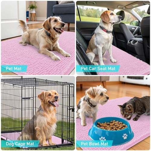 OLANLY Dog Door Mat for Muddy Paws 32x20, Super Absorbent Chenille Mud Mat