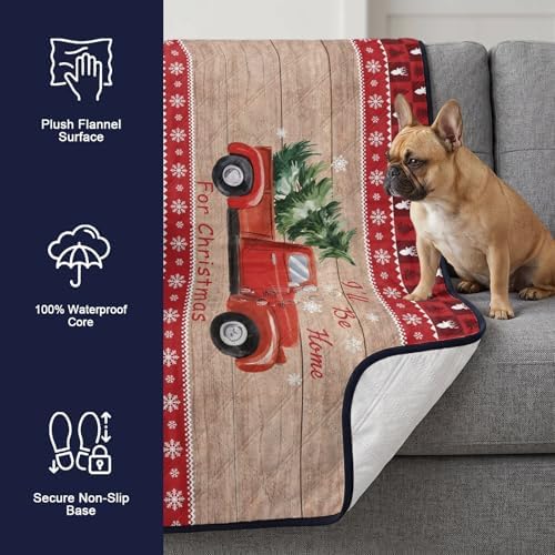 Washable Pee Pads for Dogs & Cats Brown Wooden Board Christmas Trucks Waterproof Leakproof Non-Slip Super Absorbent Reusable Training Pad for Potty Crate Playpen Bed Sofa 24"x36"