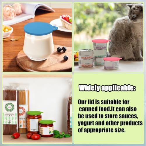 4Pcs 3 oz Cat Food Can Lids (Pink+Orange+Green+Sky Blue)