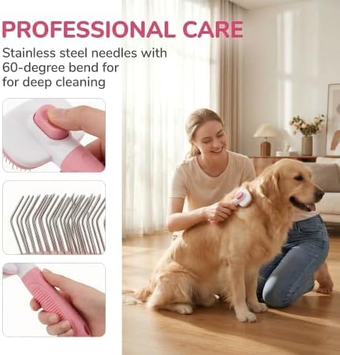 Cat Brushes for Indoor Cats, Dog Cat Bunny Pet Grooming Shedding Brush,Soft Silicone Self Cleaning Brushes for Pets with Long or Short Hair