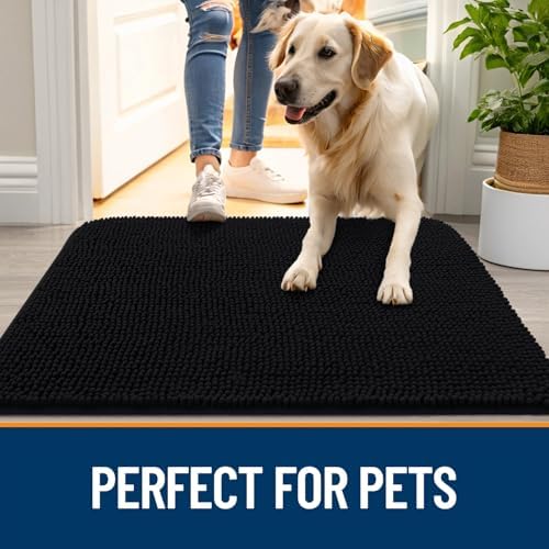 OLANLY Dog Door Mat for Muddy Paws 70x24, Super Absorbent Chenille Mud Mat