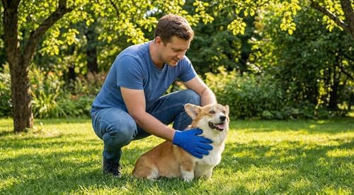 Pet Grooming & Hair Removal Gloves for Dogs & Cats, 2 Pairs Electrostatic Silicone Mitts with Soft Bristles, Enhanced 5-Finger Design for Pet Massage, Deshedding & Coat Care, Easy to Use & Clean(Blue)