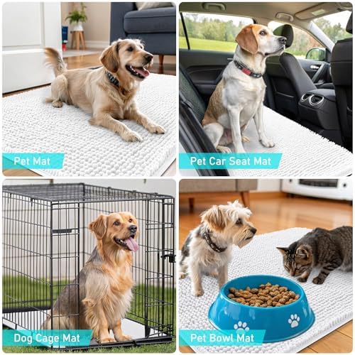 OLANLY Dog Door Mat for Muddy Paws 44x32, Super Absorbent Chenille Mud Mat